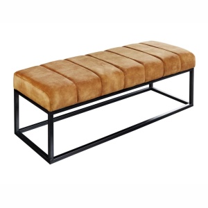 Bancheta tapitata Petit Beaute 110cm, catifea galben mustar - Img 2