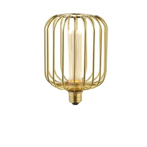Bec decorativ E27 LED dimabil, metalic Drum Lamp auriu