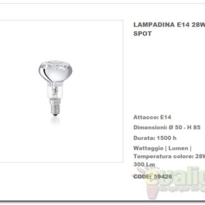 Bec halogen E14 28Watt 300Lm SPOT 59426 44356 universul-luminii.ro