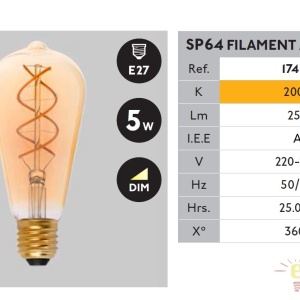 BEC LED filament dimabil 5W E27 2000K lumina calda AMBER 17409 50566 universul-luminii.ro