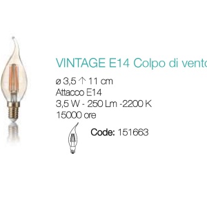 Bec LED VINTAGE E14 3.5W COLPO DI VENTO 151663 65096 universul-luminii.ro