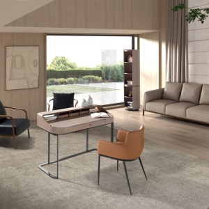 Birou deosebit design LUX Walnut-Leatherette Mink - Img 5