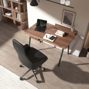 Birou modern din lemn furniruit si fibra de sticla Walnut - Img 7