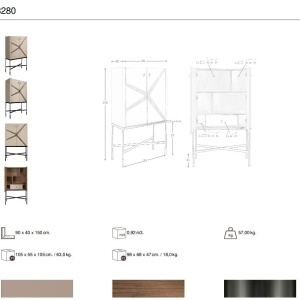 Bufet, Bar design LUX furnir de nuc si piele High sideboard - Img 5