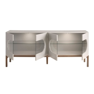 Bufet design modern cu iluminare interioara Gray and Walnut - Img 5
