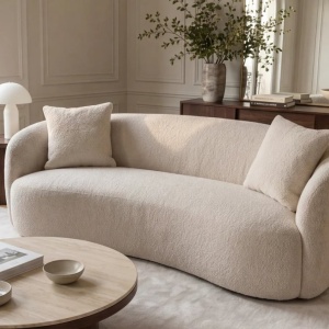 Canapea 2 locuri curbata ELEMENTAL 180cm boucle champagne beige - Img 10