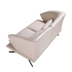Canapea 2 locuri eleganta cu spatar original Cowhide leather taupe grey - Img 4