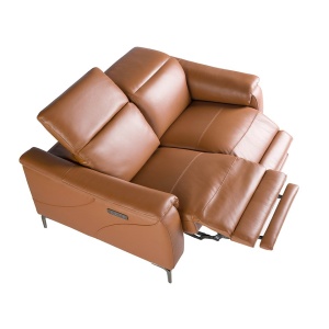 Canapea 2 locuri eleganta, design LUX cu functia relax Cowhide brown leather - Img 7
