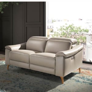 Canapea 2 locuri eleganta, design LUX cu functia relax Cowhide taupe grey