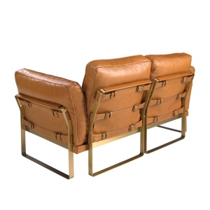 Canapea 2 locuri LUX design italian Cowhide camel - Img 2