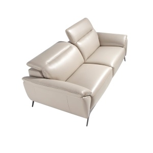 Canapea 3 locuri eleganta, design italian Cowhide leather taupe grey - Img 3