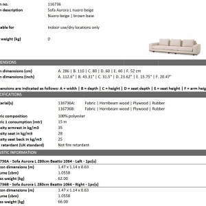 Canapea 3 locuri eleganta design LUX Aurora L, Nuoro beige - Img 2