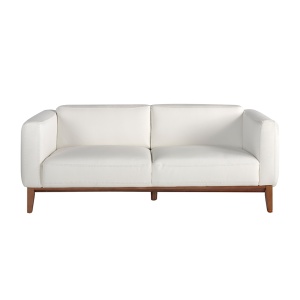 Canapea 3 locuri eleganta tapitata in piele alba, design LUX Arawan - Img 3