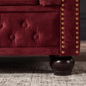 Canapea clasica stil englezesc CHESTERFIELD 205cm, catifea rosie - Img 6