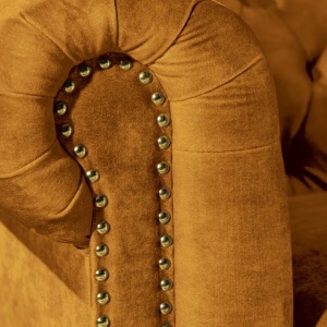 Canapea clasica stil englezesc Chesterfield 3 locuri, galben mustar - Img 3