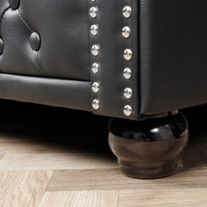 Canapea clasica stil englezesc Chesterfield 3 locuri, negru antic - Img 6