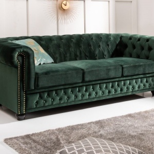 Canapea clasica stil englezesc Chesterfield II 3 locuri, verde - Img 2