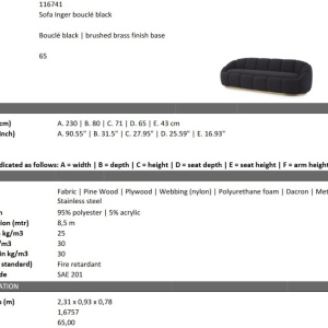 Canapea fixa design elegant LUX Inger, Boucle black - Img 6