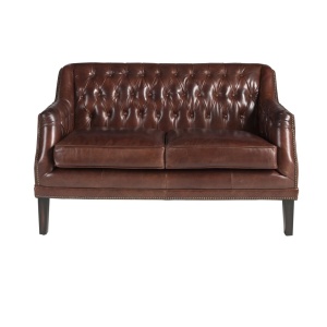 Canapea LUX 2 locuri tapitata cu piele Cognac Brown - Img 2