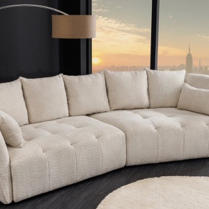 Canapea mare, Tesatura boucle bej sampanie, ROYAL 295cm - Img 5