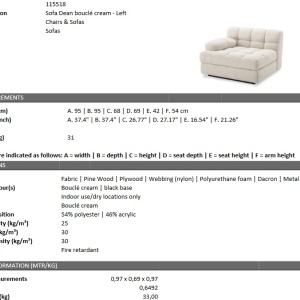 Canapea, Modul stanga design elegant LUX Dean left, boucle crem 115518 HZ - Img 7