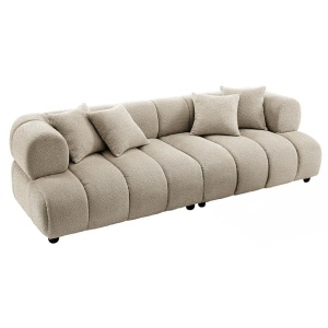 Canapea XXL ADLON 255cm, material boucle champagne greige - Img 2