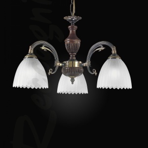 Candelabru 3 brate design italian din alama cu lemn 3510 106066 universul-luminii.ro