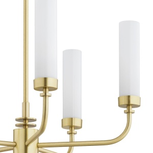 Candelabru 5 brate, alama periata, sticla alb mat PRESTON 2195 - Img 4