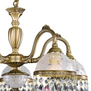 Candelabru 5 brate design clasic realizat manual din alama si Cristal Scholer 6200 105256 universul-luminii.ro