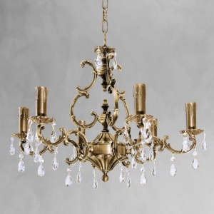 Candelabru 6 brate din alama si cristal Venezia - Img 3