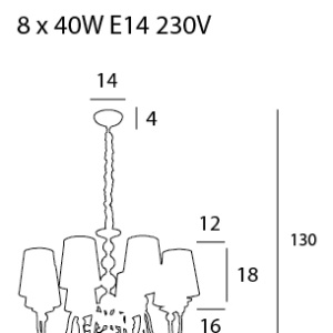 Candelabru 8 brate, diametru 75cm, Charlotte P0110 MX 44196 universul-luminii.ro