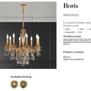 Candelabru 8 brate LUX cu cristale Scholer, Boris 144616 universul-luminii.ro