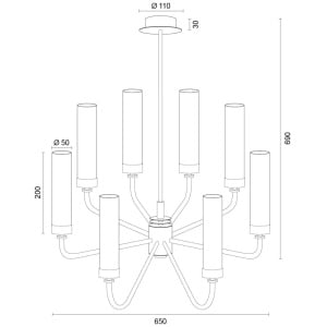 Candelabru 8 brate, otel nickel, sticla alb mat PRESTON 5083 - Img 8