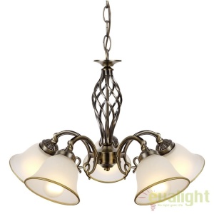 Candelabru clasic cu 5 brate, finisaj brass antique, Odin 60208-5 GL