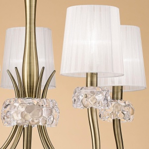 Candelabru clasic cu 5 brate LOEWE antique brass/ abajur alb 219806 universul-luminii.ro