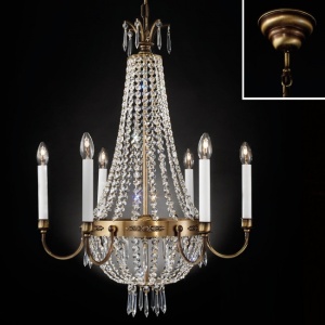 Candelabru clasic din alama decorat cu cristale Asfour Empire dia 62cm, antique brass 95146 universul-luminii.ro