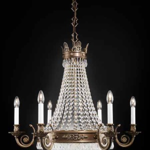 Candelabru clasic din alama si cristale Schöler Empire, antique brass 95176 universul-luminii.ro