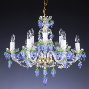 Candelabru cristal Bohemia 9 brate, diam. 60cm Gizela IX. violet CE