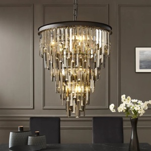 Candelabru CRYSTAL 50cm metal negru, cristale sticla - Img 2