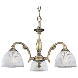 Candelabru cu 3 brate clasic design italian din alama, sticla 5650 RA-L. 5650/3