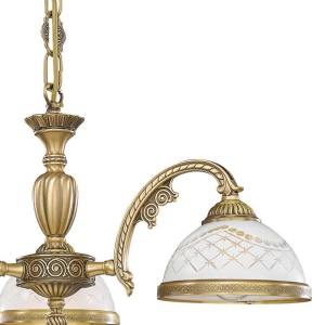 Candelabru cu 3 brate clasic design italian din alama, sticla 7002 RA-L. 7002/3 102186 universul-luminii.ro