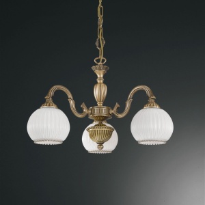 Candelabru cu 3 brate clasic design italian din alama, sticla 9200 RA-L. 9200/3 102436 universul-luminii.ro