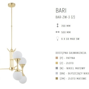 Candelabru cu 3 brate design LUX realizat manual BARI 109486 universul-luminii.ro