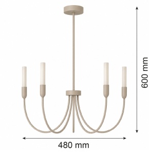 Candelabru cu 5 brate AUGUSTINE taupe/alb - Img 3
