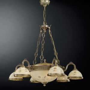 Candelabru cu 6 brate din alama cu sticla decorata design italian 6208 101666 universul-luminii.ro