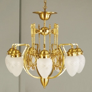 Candelabru cu 7 brate, elegant design LUX Budapest, bronz LU 1440/7 bronze/376 klar-matt OR