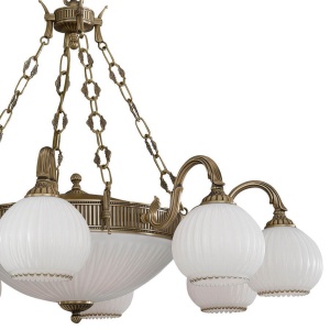Candelabru cu 8 brate clasic design italian din alama, sticla 9200 RA-L. 9200/8+3 102476 universul-luminii.ro