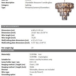 Candelabru design LUX Amazone S fumuriu 113978 HZ 56516 universul-luminii.ro
