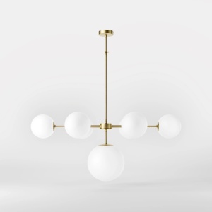 Candelabru din alama cu sfere albe din sticla Musa - Img 3