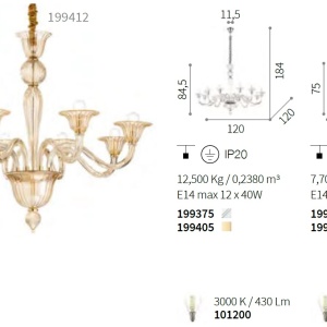 Candelabru elegant cu 12 brate BRIGITTA SP12 AMBRA 199405 IDL 85826 universul-luminii.ro